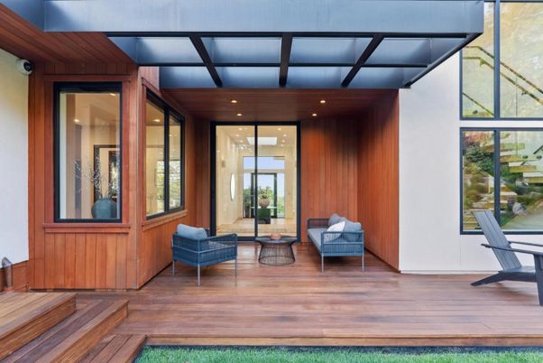 Interior, Recessed Lighting, Wood Texture Flooring, Wooden Walls