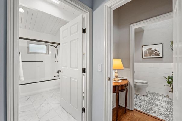 Bathroom, Interior, Marble, Wood Texture Flooring