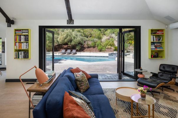 Interior, Living room, Pool, Wood Texture Flooring