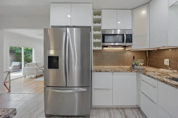 Interior, Kitchen, Stainless Steel Appliances, Wood Texture Flooring