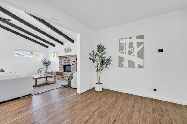 Fireplace, Interior, Living room, Wooden Beams, Wood Texture Flooring