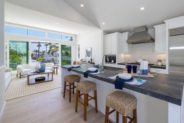 Interior, Kitchen, Living room, Recessed Lighting, Stainless Steel Appliances, Wood Texture Flooring