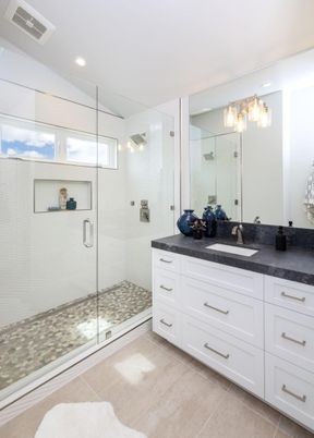 Bathroom, Glass Shower, Interior, Recessed Lighting