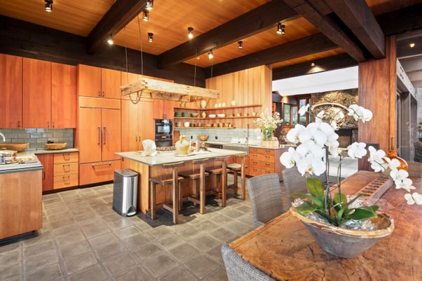 Interior, Kitchen, Pendant Lights, Stainless Steel Appliances, Wooden Beams, Wooden Ceilings