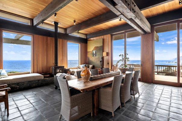Dining room, Interior, Water, Wooden Beams, Wooden Ceilings, Wooden Walls