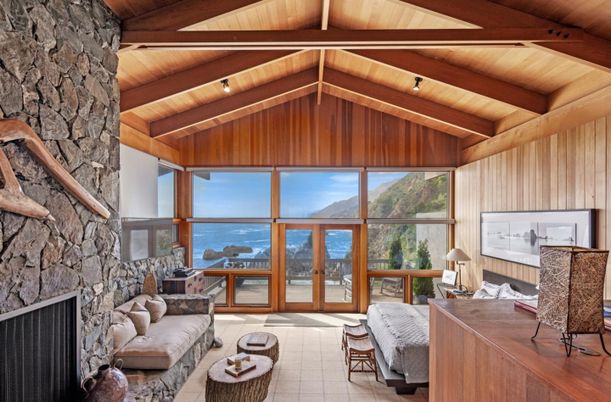 Fireplace, Interior, Living room, Stone Walls, Water, Wooden Beams, Wooden Ceilings, Wooden Walls