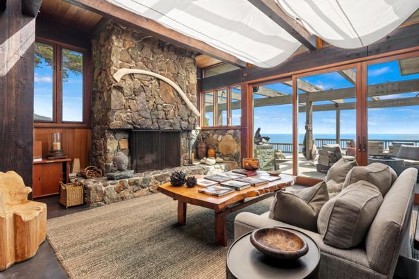 Fireplace, Interior, Living room, Stone Walls, Water