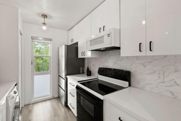 Interior, Kitchen, Marble Walls, Wood Texture Flooring