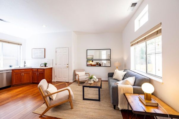 Interior, Kitchen, Living room, Recessed Lighting, Wood Texture Flooring