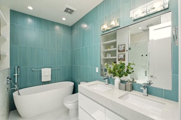 Bathroom, Dual Sink Vanities, Free Standing Baths, Interior, Recessed Lighting