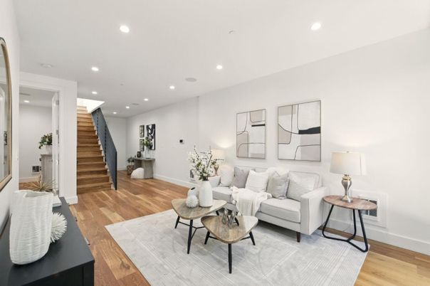 Interior, Living room, Recessed Lighting, Wood Texture Flooring