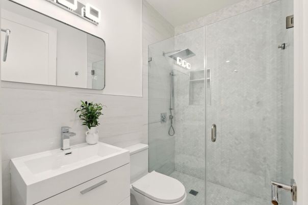 Bathroom, Glass Shower, Interior, Marble Walls