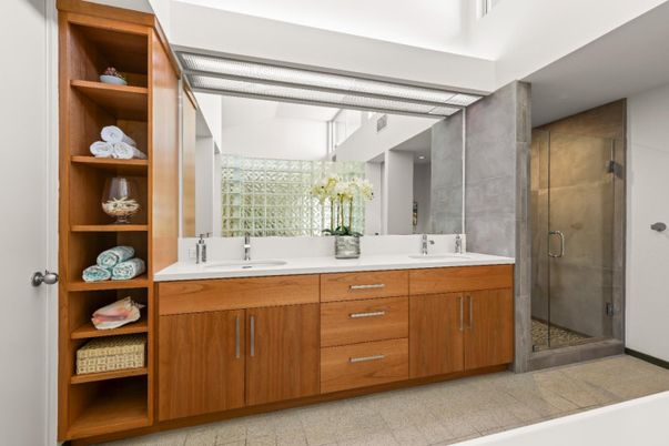 Bathroom, Dual Sink Vanities, Glass Shower, Interior