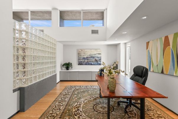 Home Office, Interior, Recessed Lighting, Wood Texture Flooring