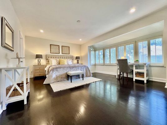 Bedroom, Home Office, Interior, Recessed Lighting, Wood Texture Flooring