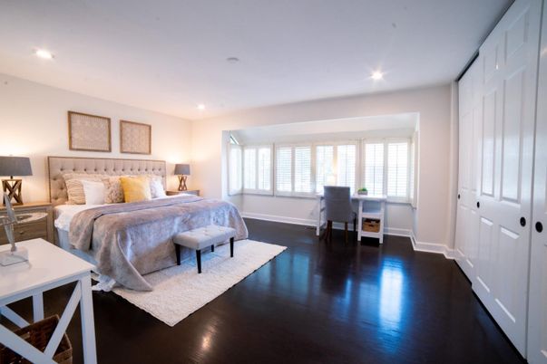 Bedroom, Home Office, Interior, Recessed Lighting, Wood Texture Flooring