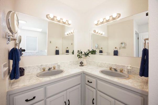 Bathroom, Dual Sink Vanities, Interior, Tile Countertops