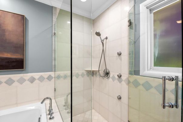Bathroom, Glass Shower, Interior, Recessed Lighting