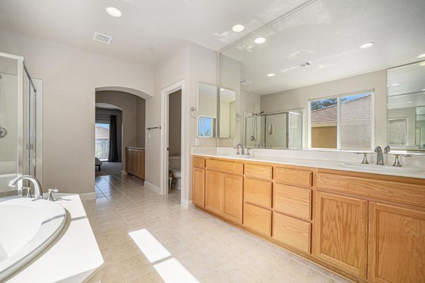 Bathroom, Dual Sink Vanities, Glass Shower, Interior, Recessed Lighting