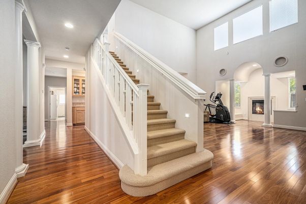 Fireplace, Interior, Recessed Lighting, Wood Texture Flooring