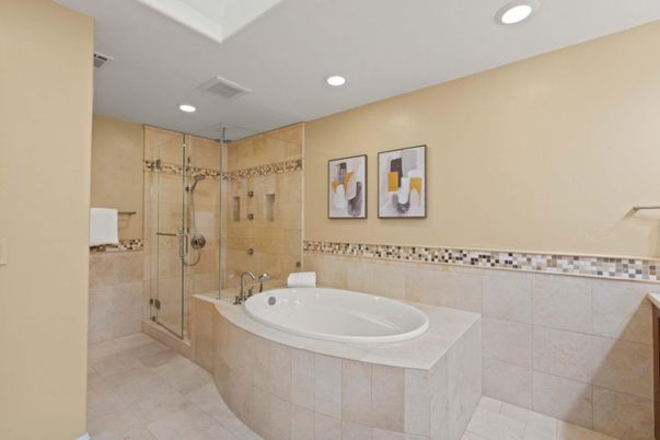 Bathroom, Glass Shower, Interior, Recessed Lighting