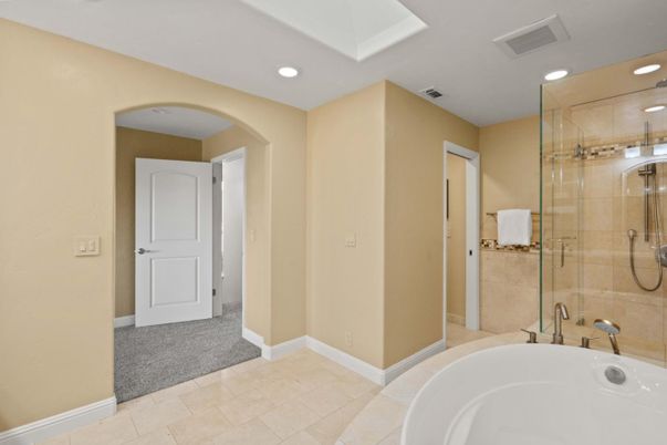 Bathroom, Glass Shower, Interior, Recessed Lighting