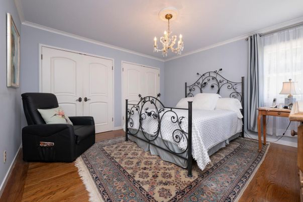 Bedroom, Chandelier, Interior, Wood Texture Flooring