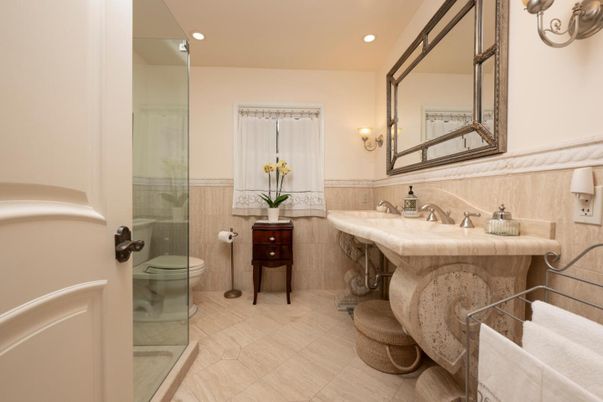 Bathroom, Glass Shower, Interior, Recessed Lighting