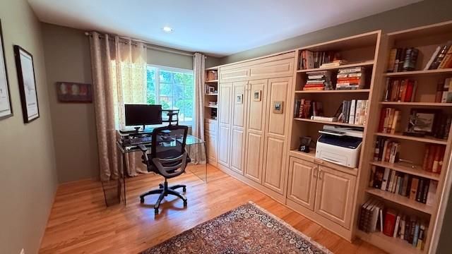 Home Office, Interior, Recessed Lighting, Wood Texture Flooring