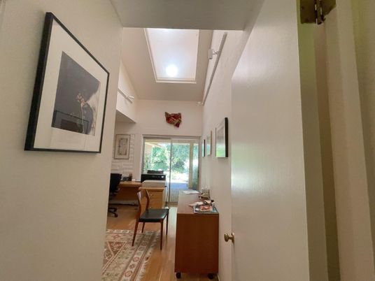 Home Office, Interior, Recessed Lighting, Wood Texture Flooring