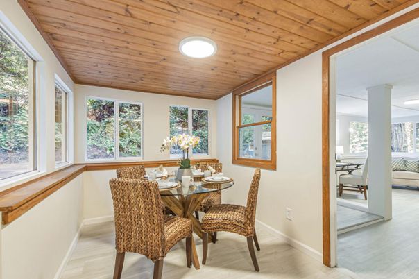 Dining room, Interior, Wooden Ceilings, Wood Texture Flooring