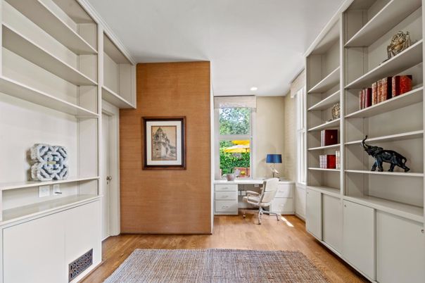 Home Office, Interior, Recessed Lighting, Wood Texture Flooring