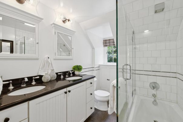 Bathroom, Dual Sink Vanities, Glass Shower, Interior