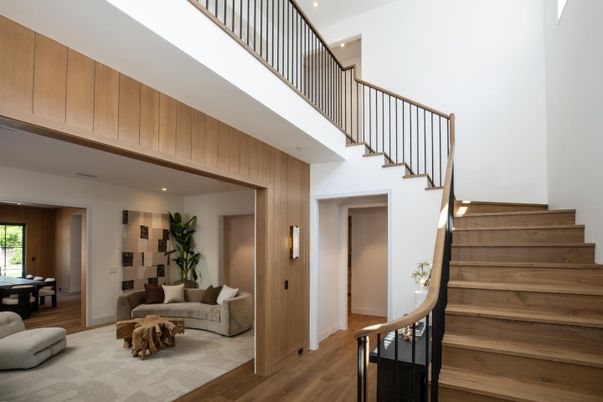 Interior, Living room, Recessed Lighting, Wood Texture Flooring