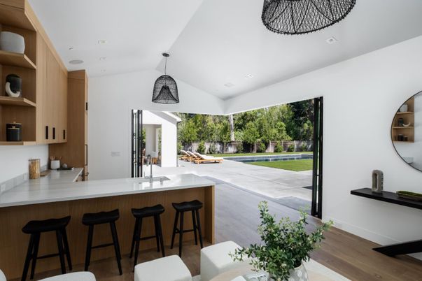 Interior, Kitchen, Pendant Lights, Recessed Lighting, Wood Texture Flooring