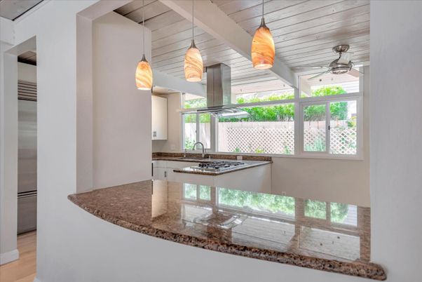 Interior, Kitchen, Pendant Lights, Wood Texture Flooring