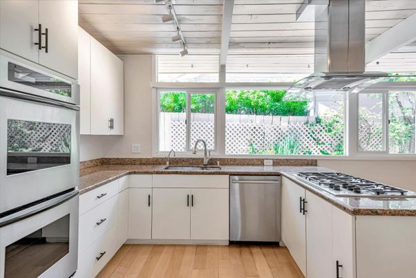 Interior, Kitchen, Stainless Steel Appliances, Wooden Ceilings, Wood Texture Flooring