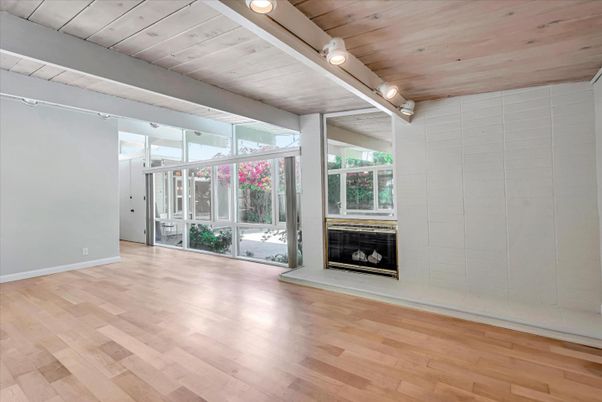 Empty room, Fireplace, Interior, Wooden Ceilings, Wood Texture Flooring