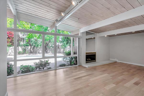 Empty room, Fireplace, Interior, Wooden Ceilings, Wood Texture Flooring
