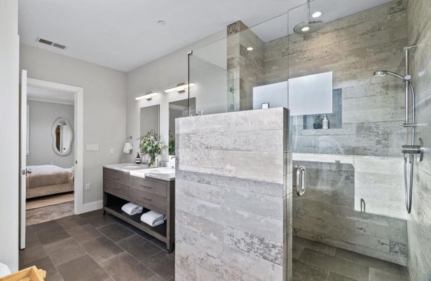 Bathroom, Dual Sink Vanities, Glass Shower, Interior, Recessed Lighting