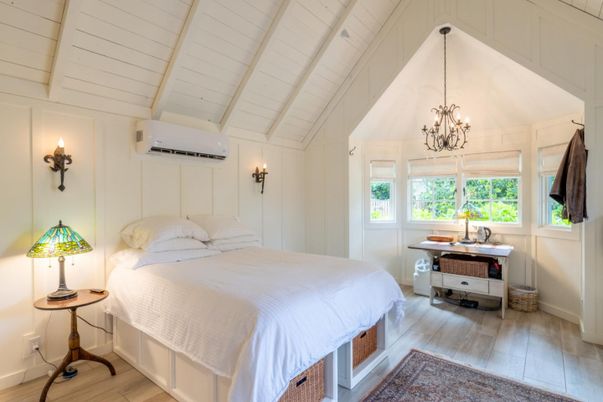 Bedroom, Chandelier, Interior, Pendant Lights, Wood Texture Flooring