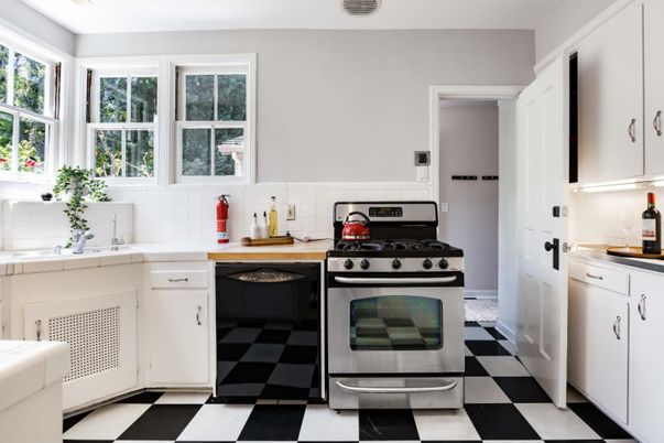 Interior, Kitchen, Stainless Steel Appliances, Tile Countertops