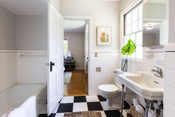Bathroom, Interior, Wood Texture Flooring