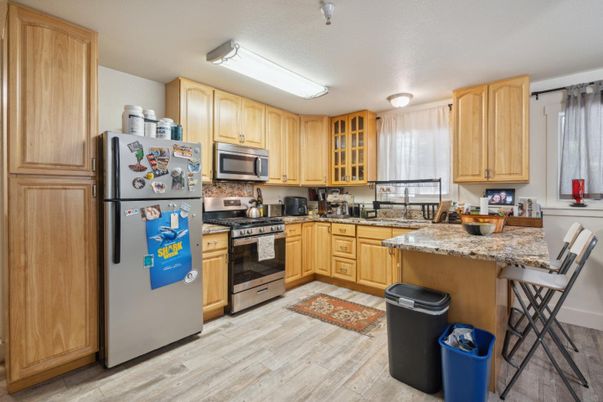 Interior, Kitchen, Stainless Steel Appliances, Wood Texture Flooring