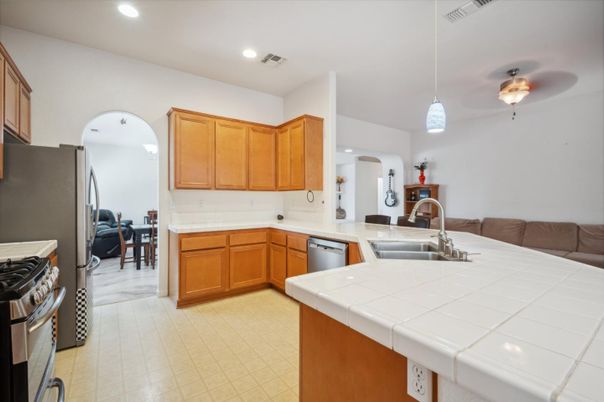 Interior, Kitchen, Pendant Lights, Recessed Lighting, Tile Countertops