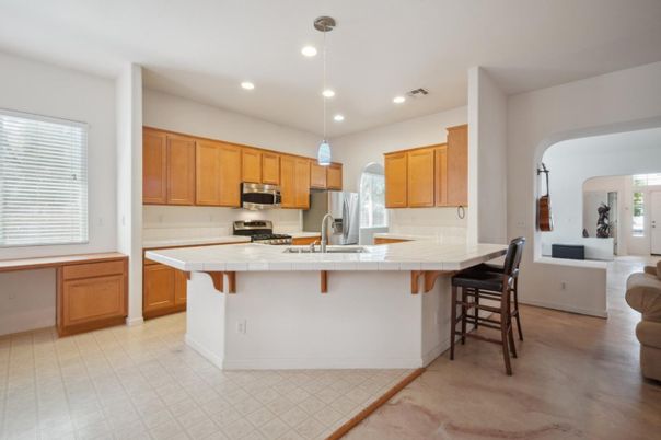 Interior, Kitchen, Pendant Lights, Recessed Lighting, Stainless Steel Appliances, Tile Countertops