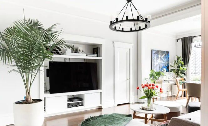 Chandelier, Interior, Wood Texture Flooring