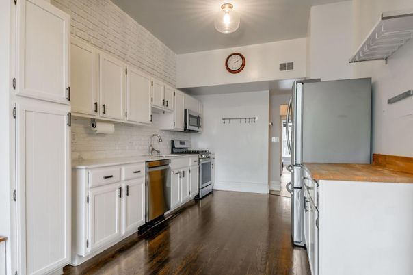 Interior, Kitchen, Stainless Steel Appliances, Wood Texture Flooring