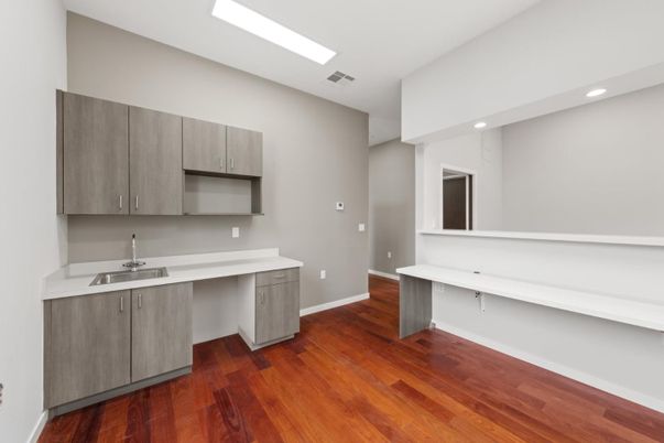 Interior, Kitchen, Recessed Lighting, Wood Texture Flooring