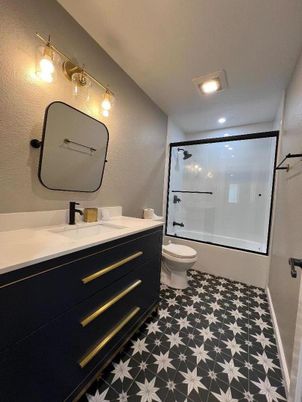 Bathroom, Glass Shower, Interior, Recessed Lighting